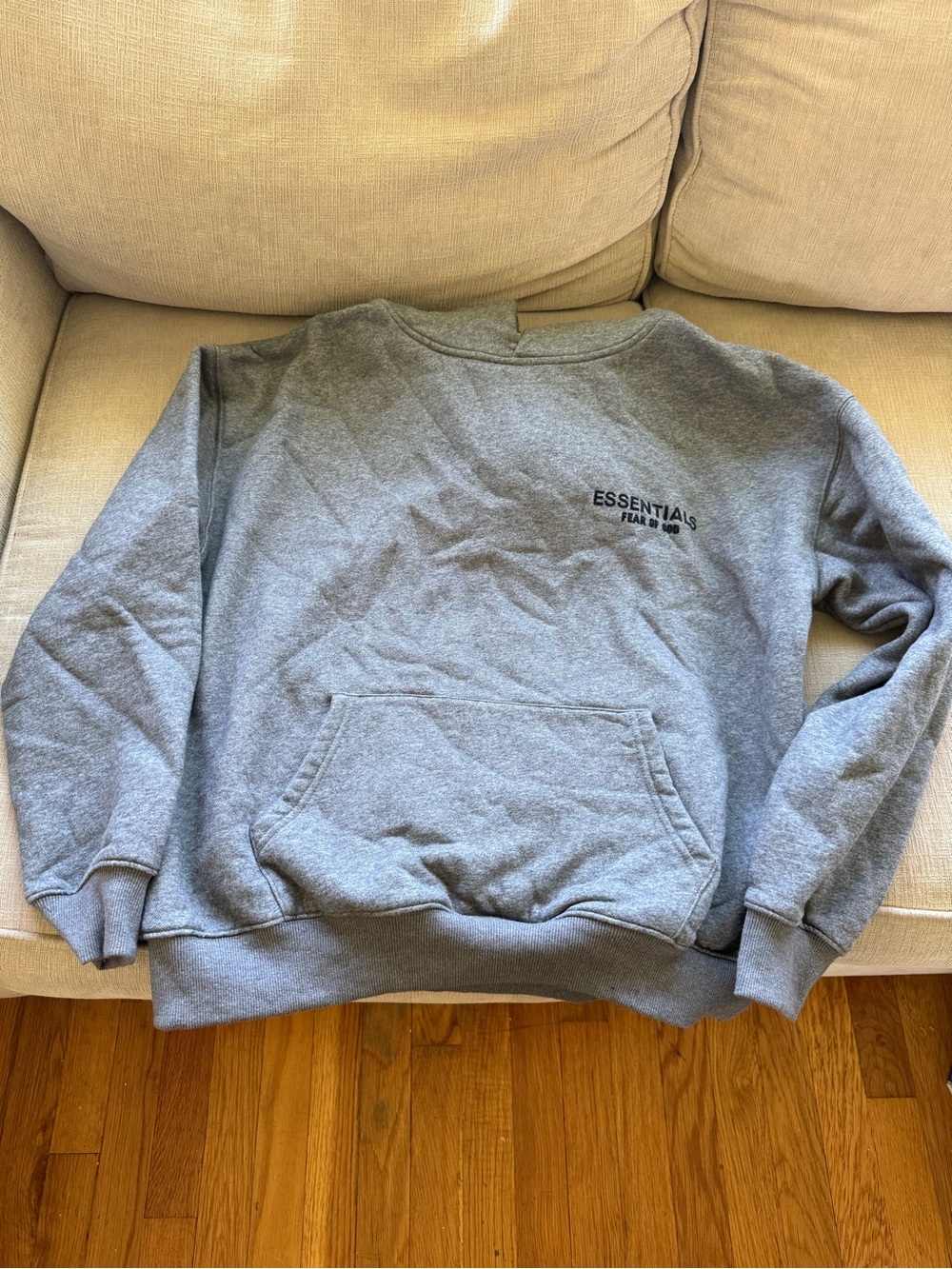 ESSENTIALS Men’s Gray Crewneck Sweatshirt with Front Pouch